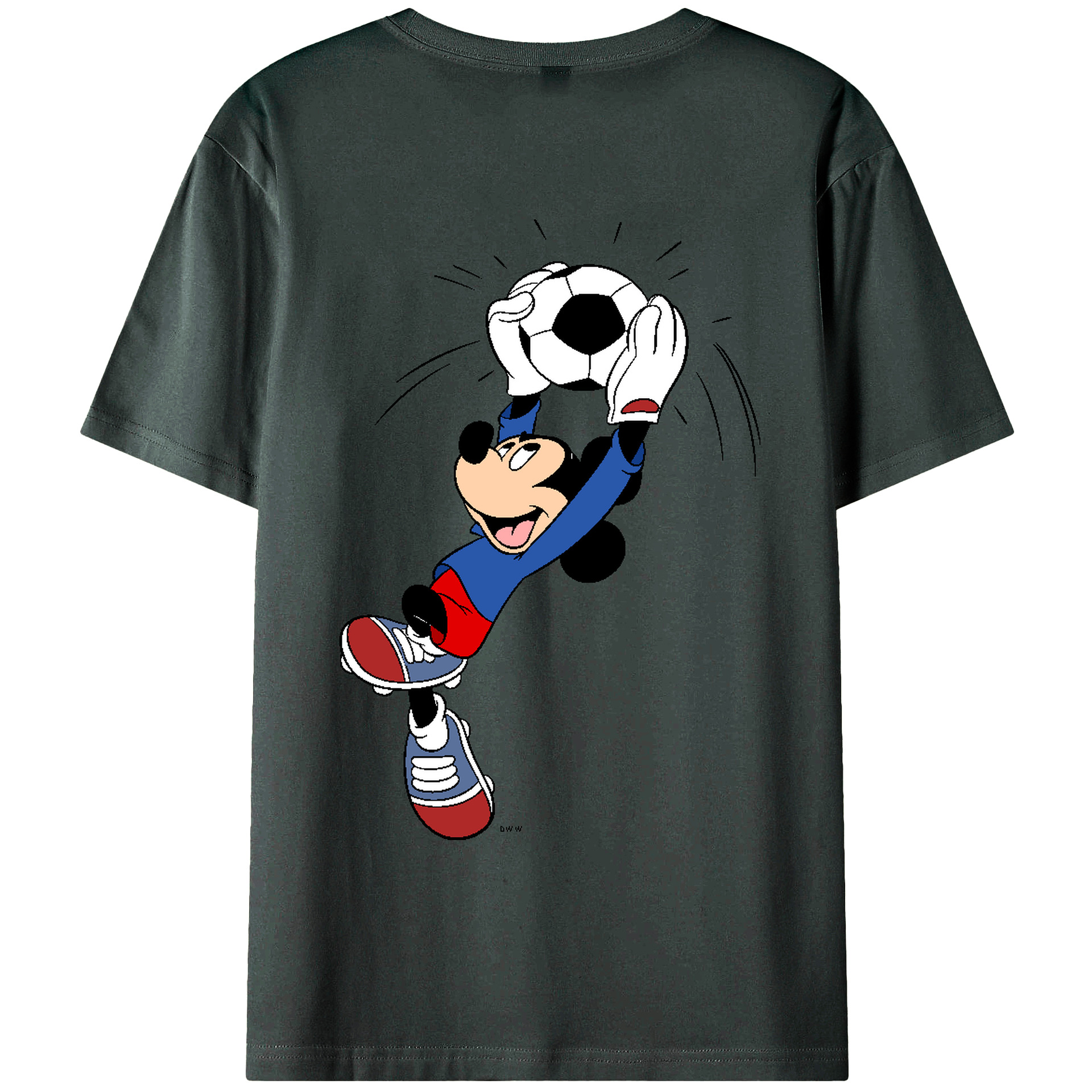 ミッキーマウス Mickey Mouse 綿100％ メンズ半袖Tシャツ（バックプリント） 通気性